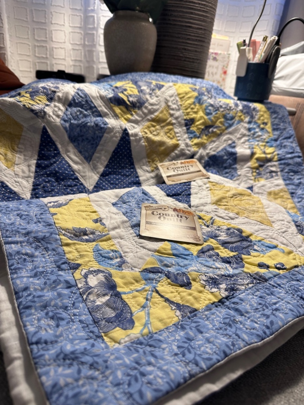 Cracker Barrel Blue and Yellow Floral standard sham set of two